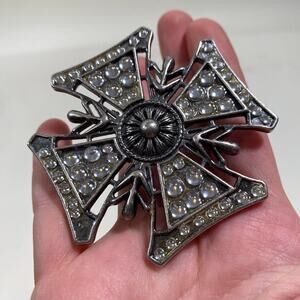 grunge goth silver cross belt buckle